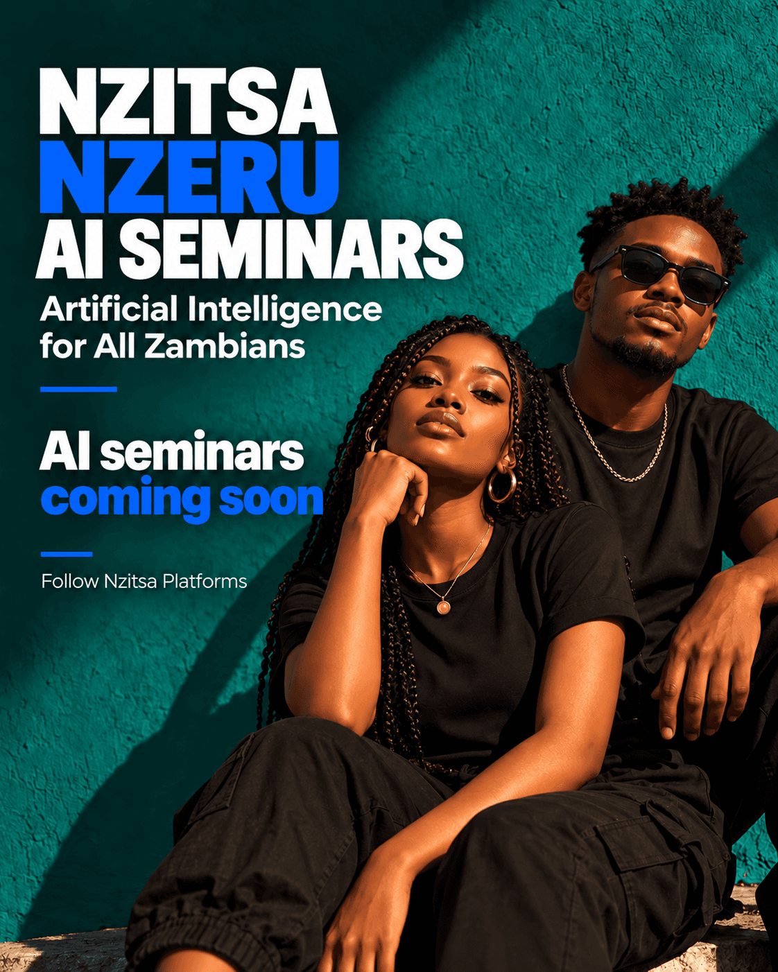 Nzitsa Nzeru AI Seminars campaign artwork: Artificial Intelligence for All Zambians, coming soon